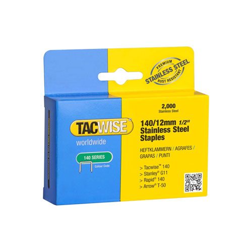 Tacwise 140 Stainless Steel Staples 12mm Pack Of 2000